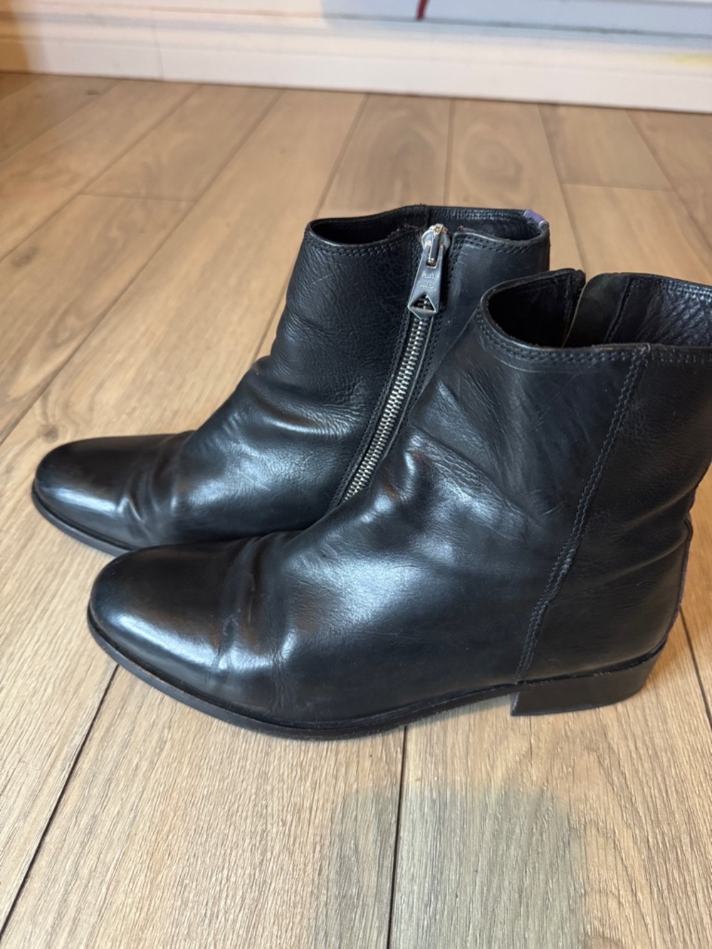 Paul Smith Black Leather soft Boots with Side Zipper